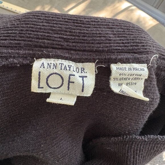 Ann Taylor Loft Womens Black 1/4 Zip Cotton Cropped Large Pull Over Sweater - Picture 9 of 10